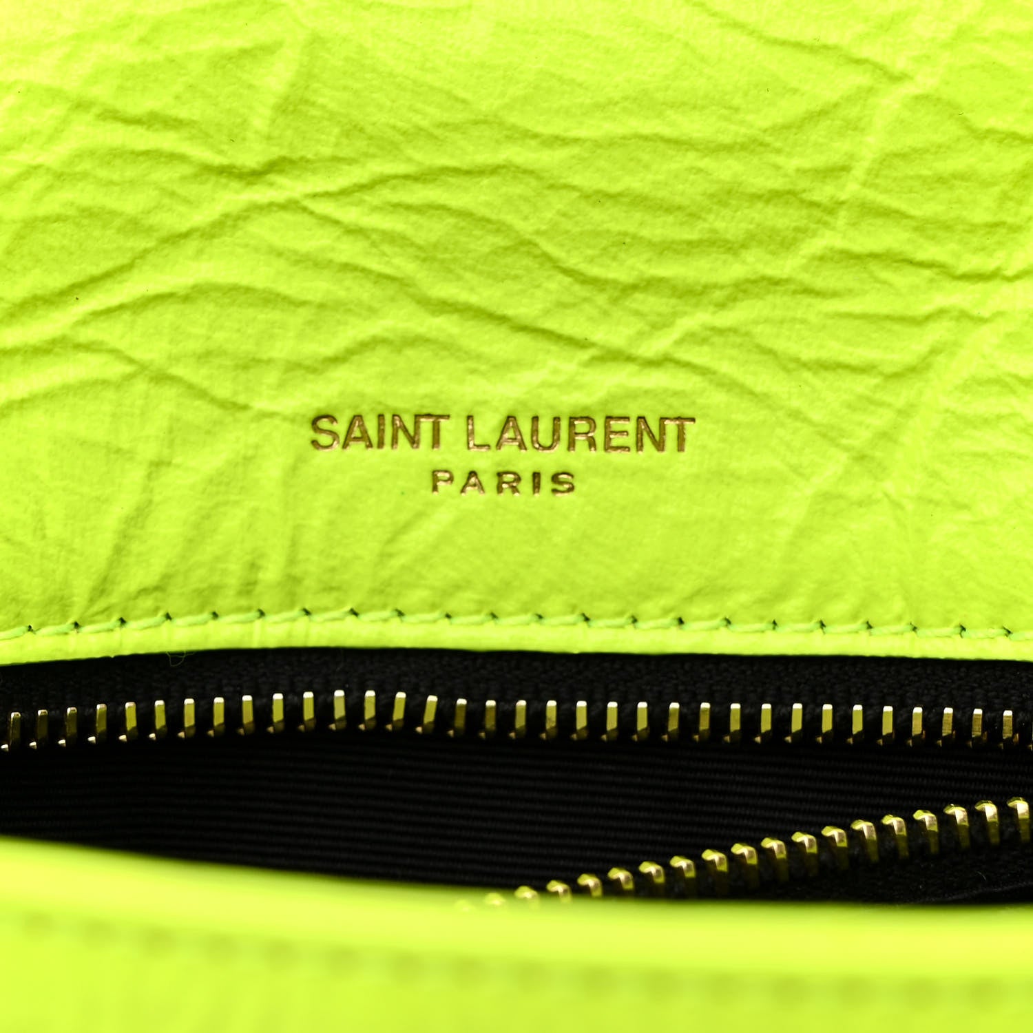 Saint Laurent Crinkled Calfskin Matelasse Monogram Medium Niki Chain Satchel Neon Yellow 7 of 13