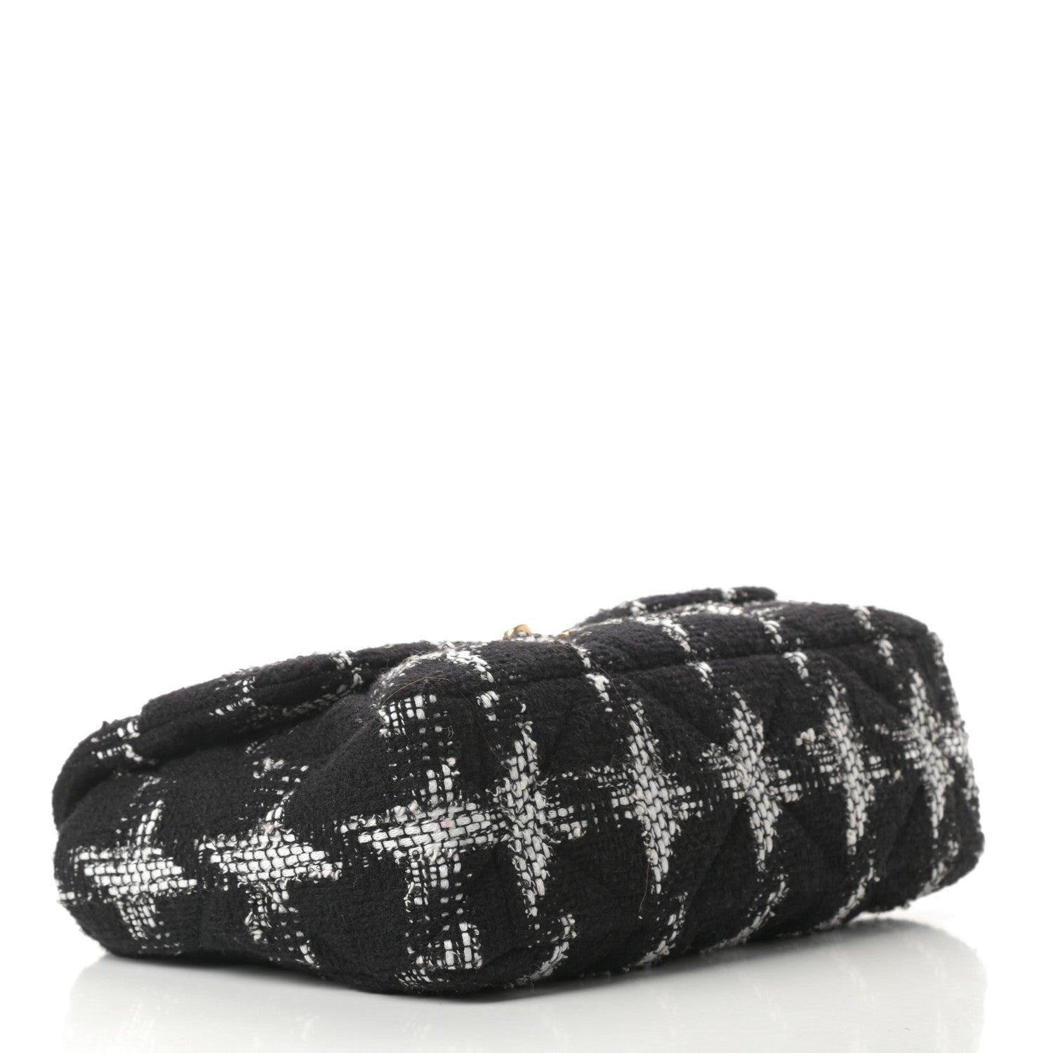Chanel Tweed Quilted Large Chanel 19 Flap Black White 4 of 10