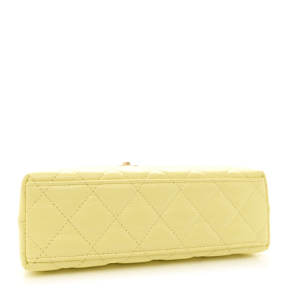 Chanel Shiny Aged Calfskin Quilted Nano Kelly Shopper Light Yellow 4 of 10
