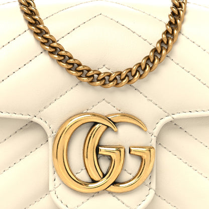 Gucci Calfskin Matelasse Super Mini GG Marmont Shoulder Bag White 8 of 10