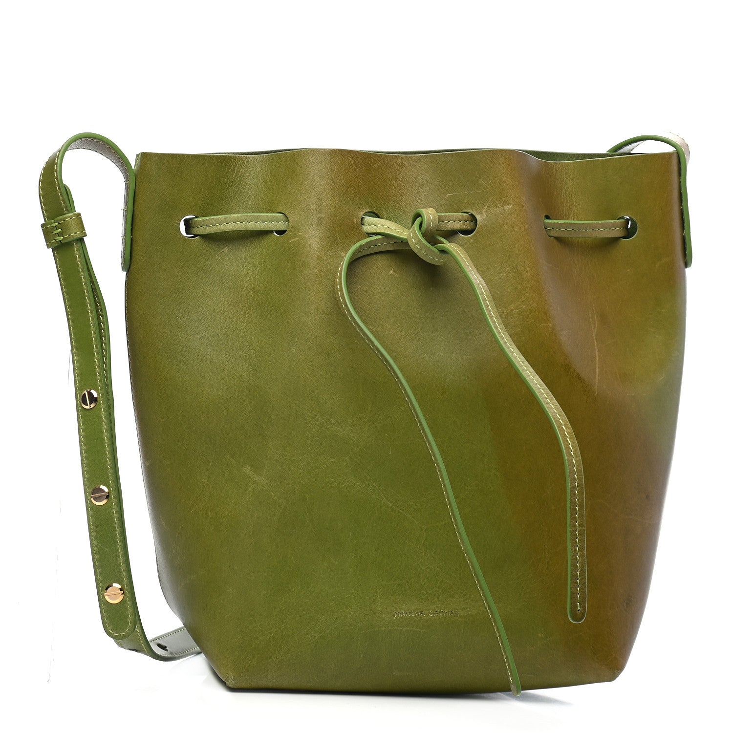 Mansur Gavriel Vegetable Tanned Calfskin Mini Bucket Bag Verde Raw 2 of 22