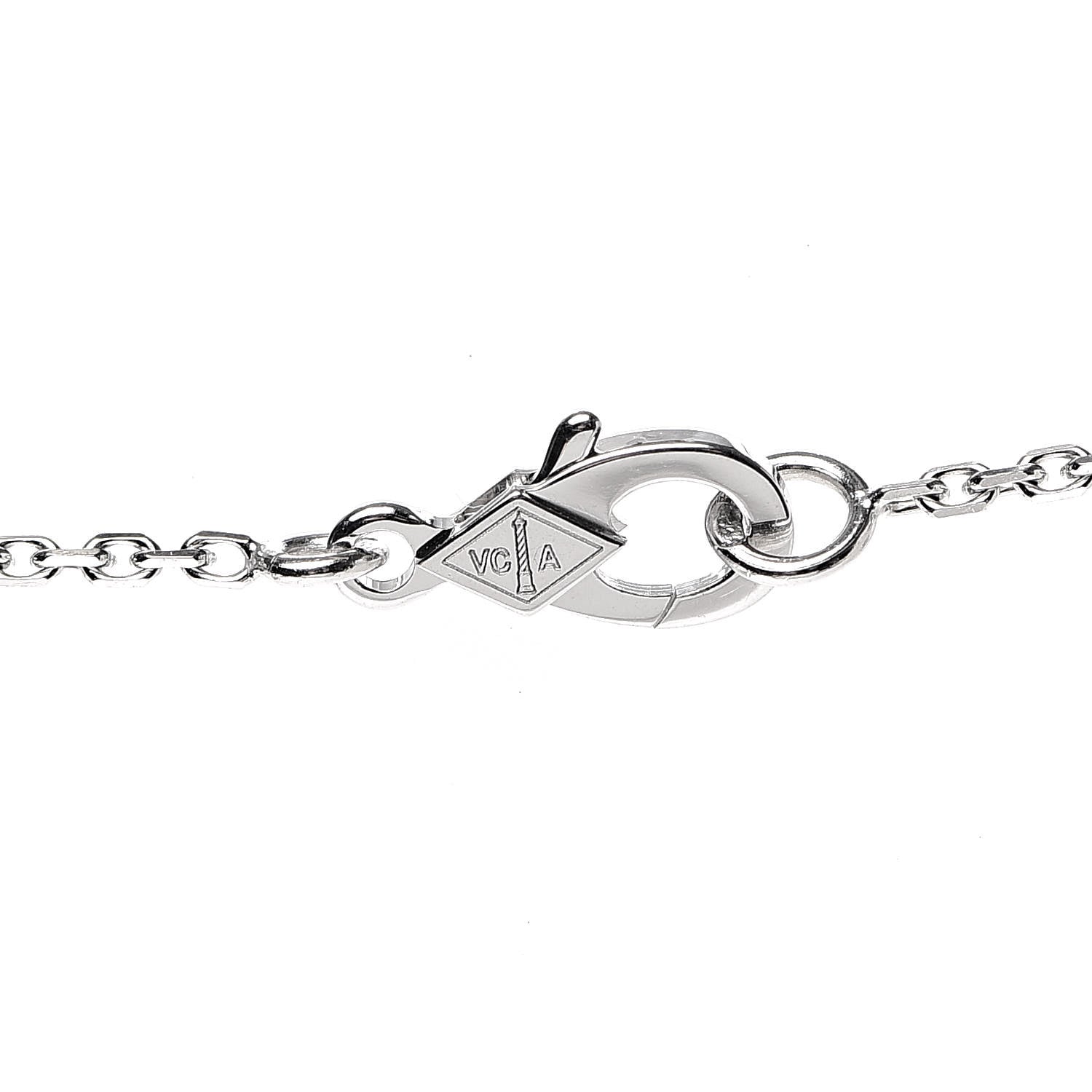 Van Cleef & Arpels 18K White Gold Diamond Small Perlee Pendant Necklace 5 of 7