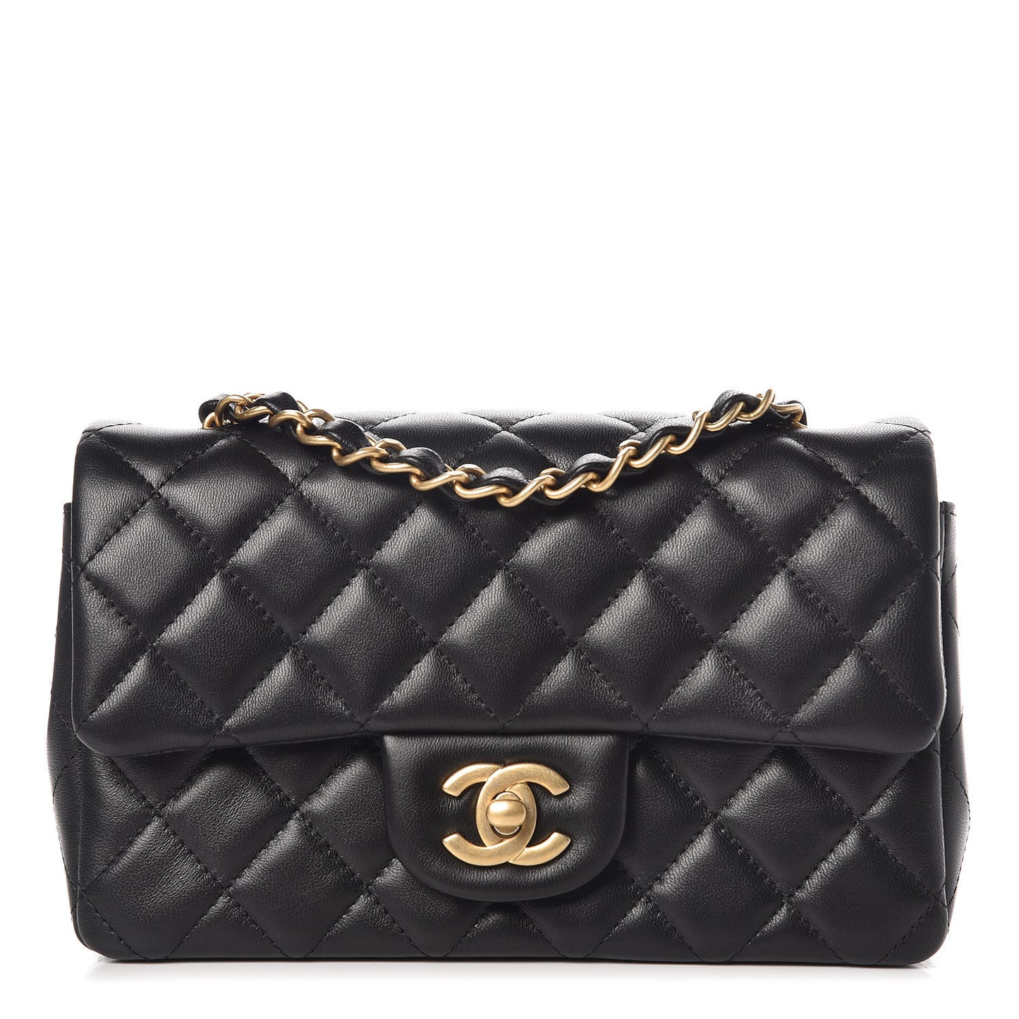 Lambskin Quilted Mini Rectangular Flap Black