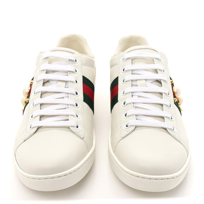 Gucci Calfskin Web Pearl Studded Womens Ace Sneakers 38.5 White 2 of 10