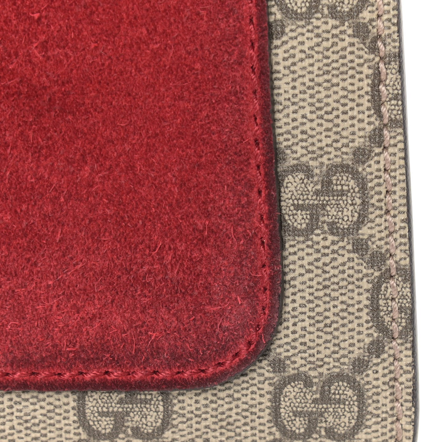 GG Supreme Monogram Suede Cudu Medium Dionysus Shoulder Bag Beige Ebony Vulcanic Red