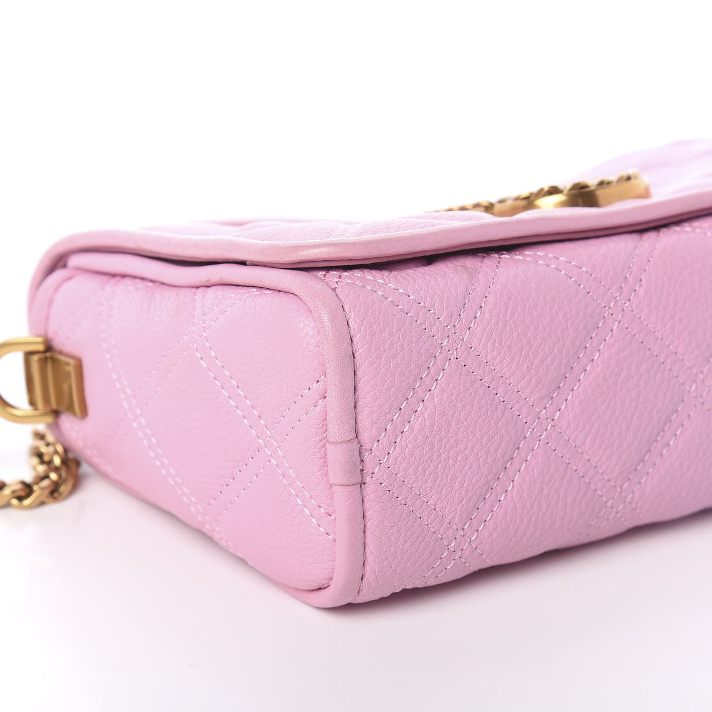 Grained Calfskin Quilted Double Stitched The Status Flap Crossbody Bag Pink