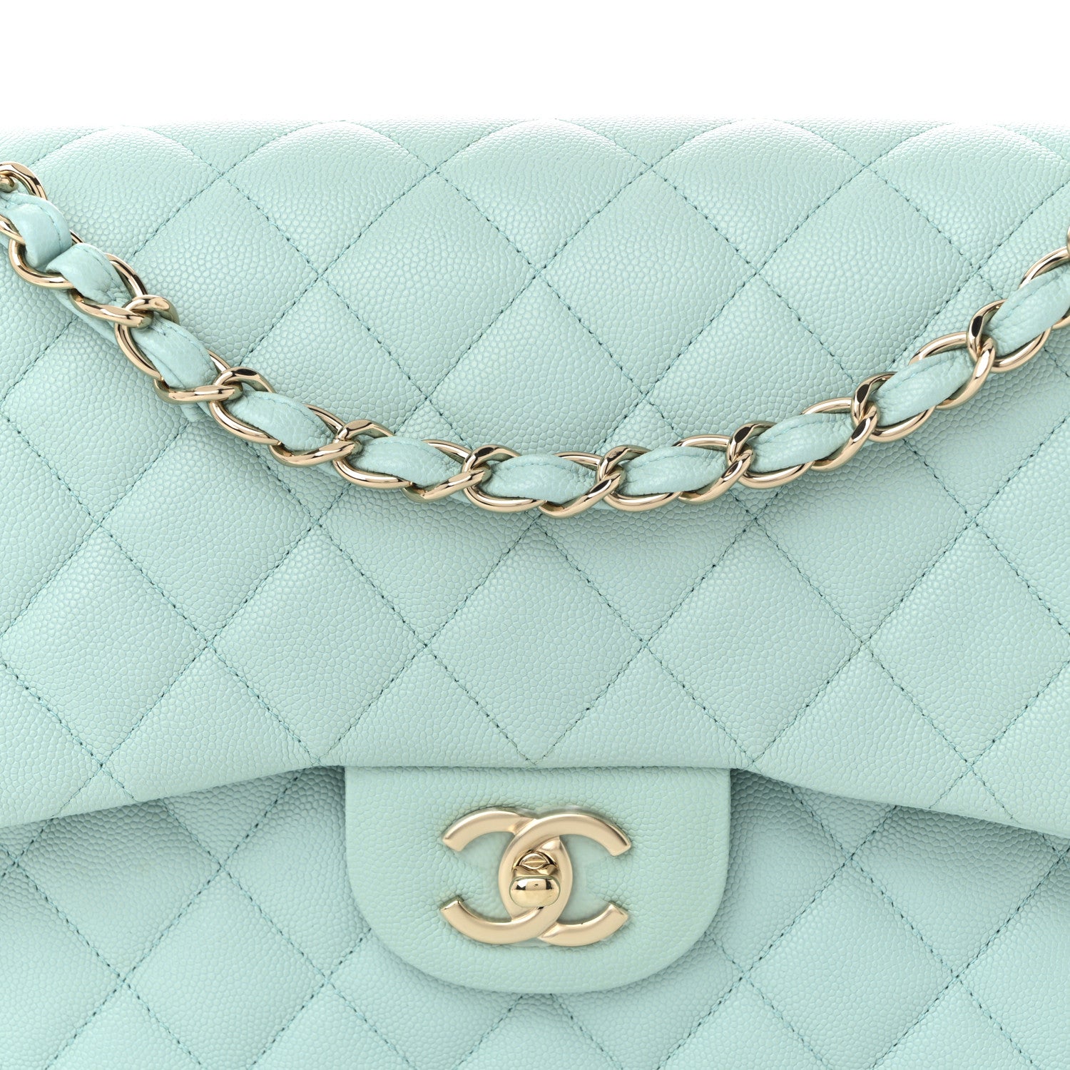 Chanel Caviar Quilted Jumbo Double Flap Light Blue 14 of 19