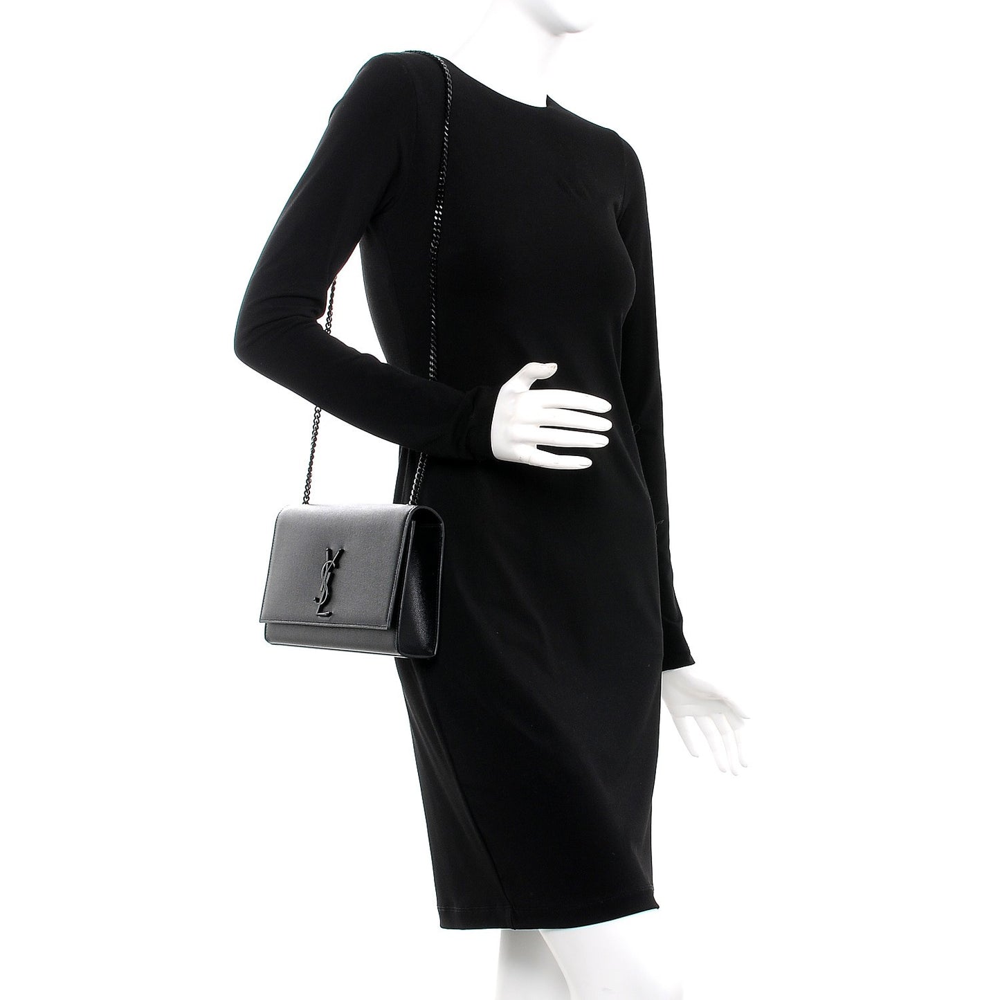 Grain De Poudre Medium Classic Monogram Kate Satchel Black