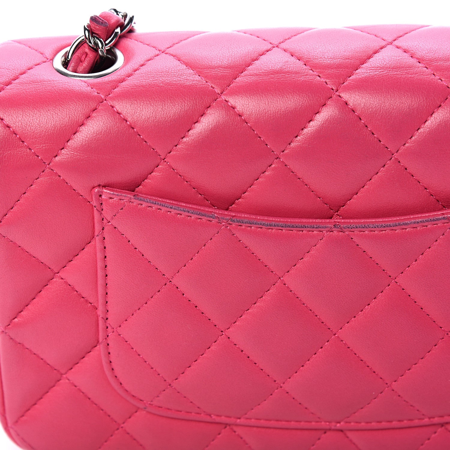 Chanel Lambskin Quilted Mini Rectangular Flap Dark Pink 12 of 17