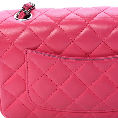 Chanel Lambskin Quilted Mini Rectangular Flap Dark Pink 12 of 17