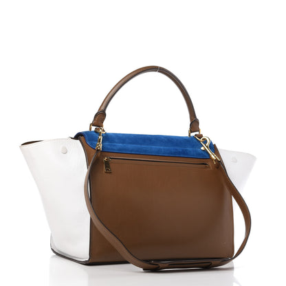 Celine Smooth Calfskin Suede Medium Tri-Color Trapeze Bright Blue 3 of 9