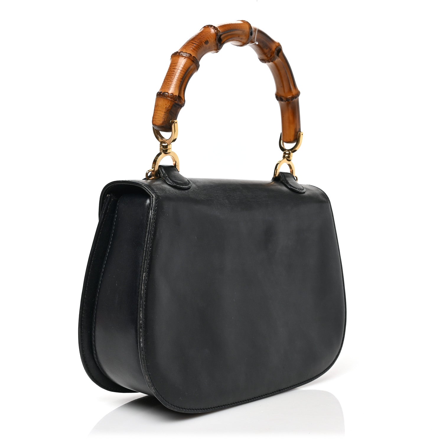 Gucci Calfskin Bamboo Top Handle Bag Black 3 of 9
