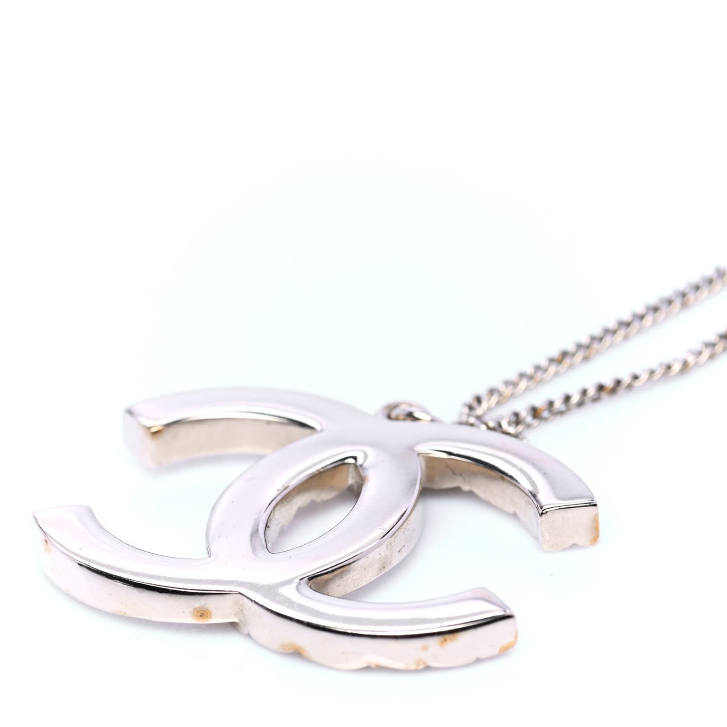 Baguette Crystal Quilted CC Pendant Necklace Gold