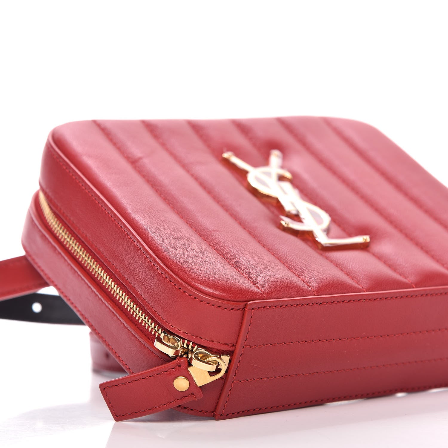 Saint Laurent Lambskin Matelasse Vicky Monogram Belt Bag Eros Red 6 of 9