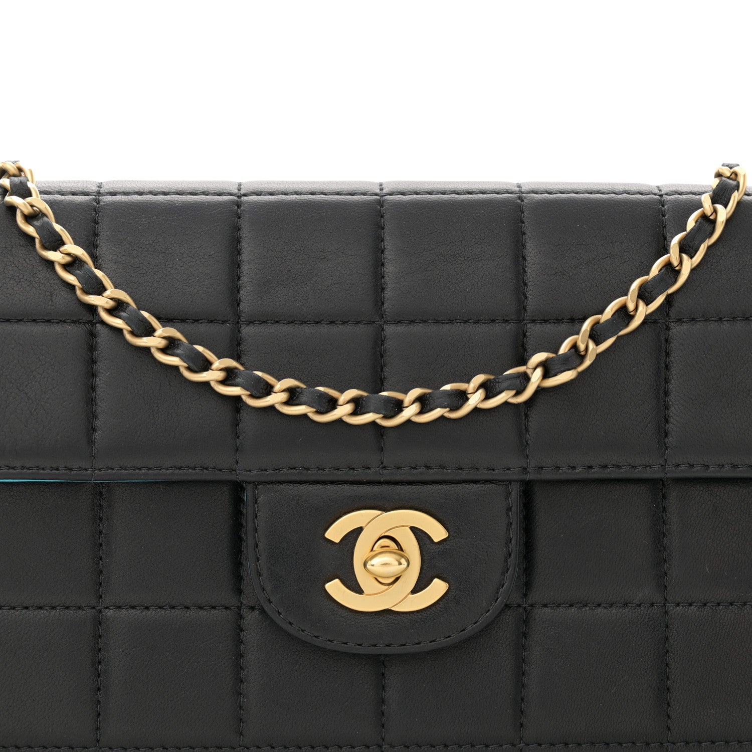 Chanel Lambskin Quilted East West Chocolate Bar Flap Navy 8 of 12