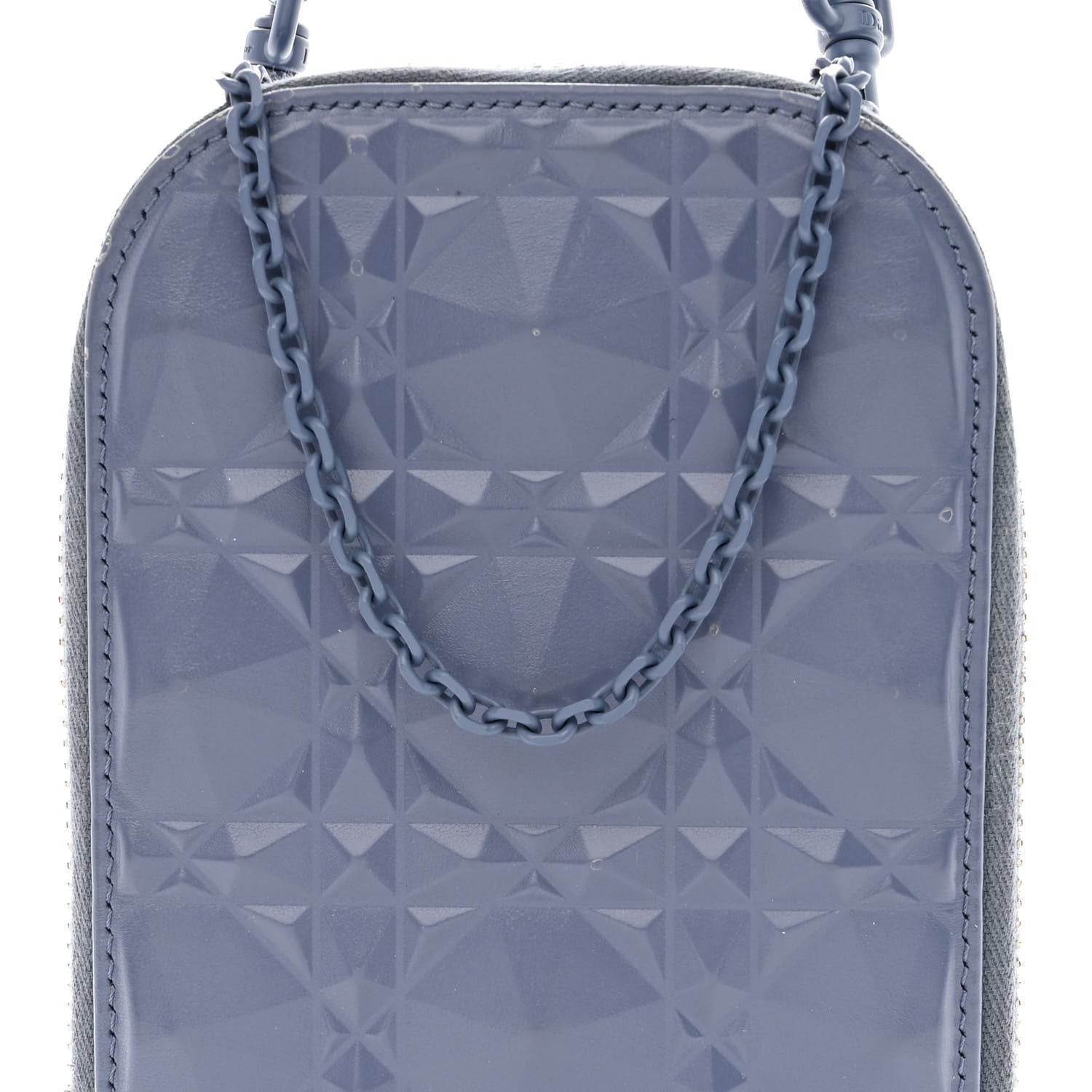 Christian Dior Calfskin Cannage Diamond Cannage Phone Holder Blue 9 of 14