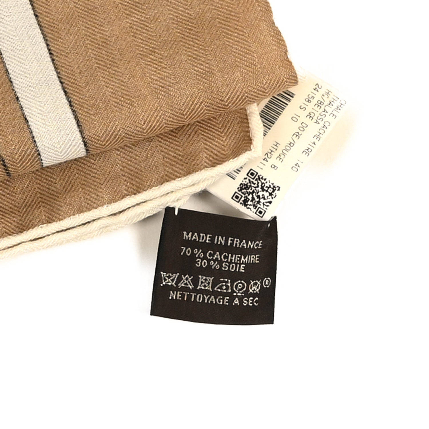 Hermes Cashmere Silk Thalassa Shawl 140 Beige Dore Rouge Brique 3 of 3