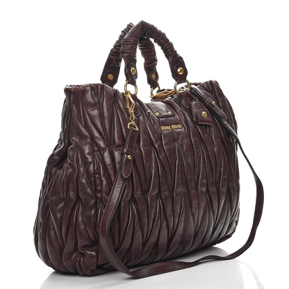 Miu Miu Nappa Matelasse Shopping Tote Brown 4 of 11