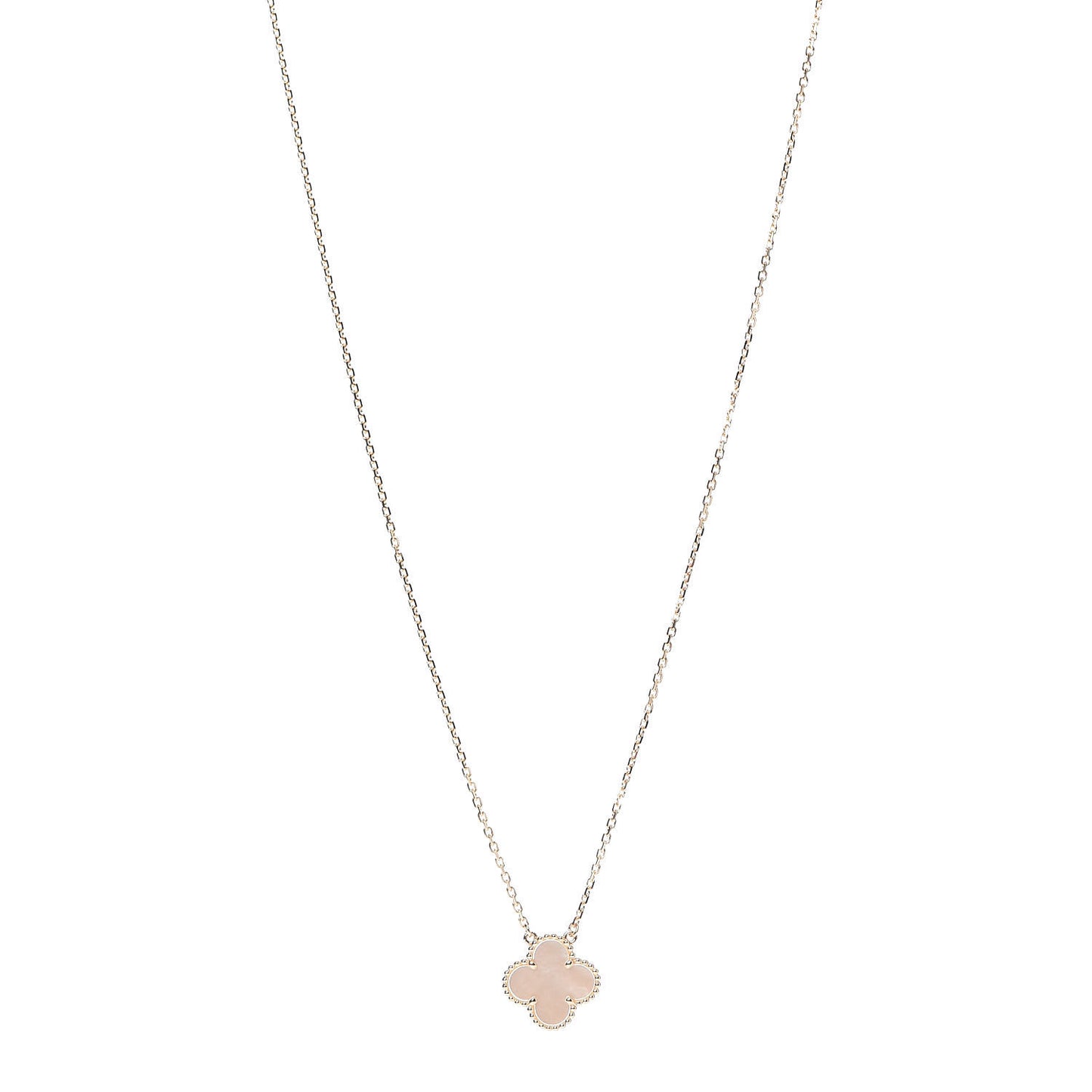 18K Yellow Gold Mother of Pearl Vintage Alhambra Pendant Necklace