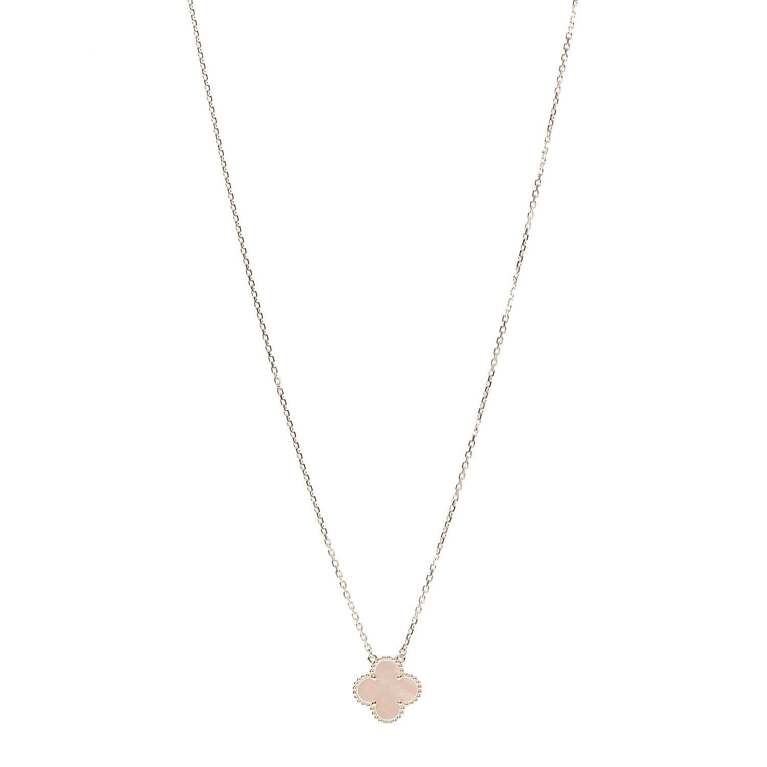 Van Cleef & Arpels 18K Yellow Gold Mother of Pearl Vintage Alhambra Pendant Necklace 1 of 7