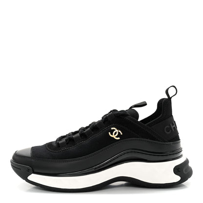 Chanel Velvet Calfskin Mixed Fibers CC Sneakers 35.5 Black 1 of 10