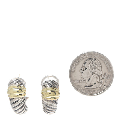David Yurman Sterling Silver 14K Yellow Gold Thoroughbred Shrimp Earrings 2 of 4