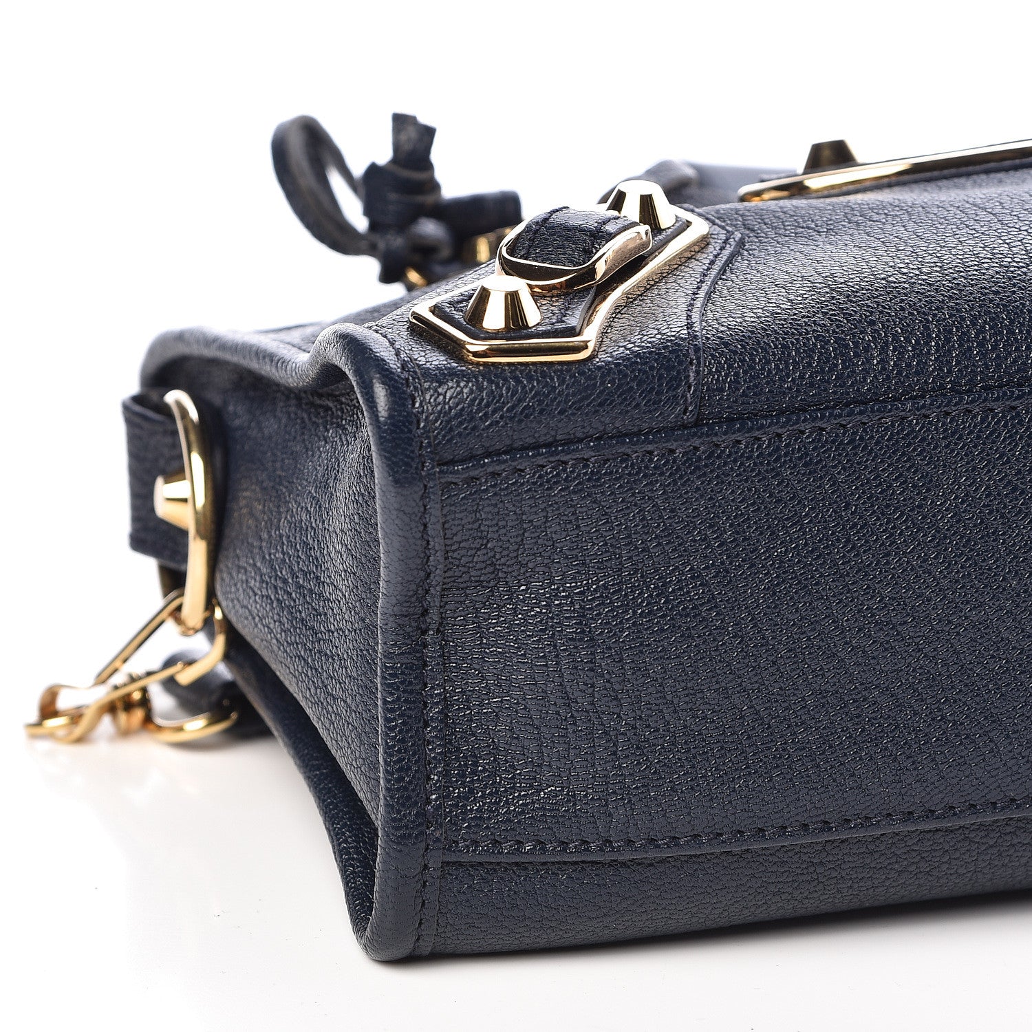 Balenciaga Chevre Gold Metallic Edge Hardware Mini City Bleu Nuit Dark Sea 8 of 10