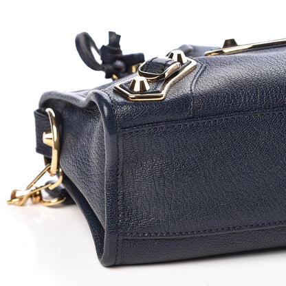 Balenciaga Chevre Gold Metallic Edge Hardware Mini City Bleu Nuit Dark Sea 8 of 10