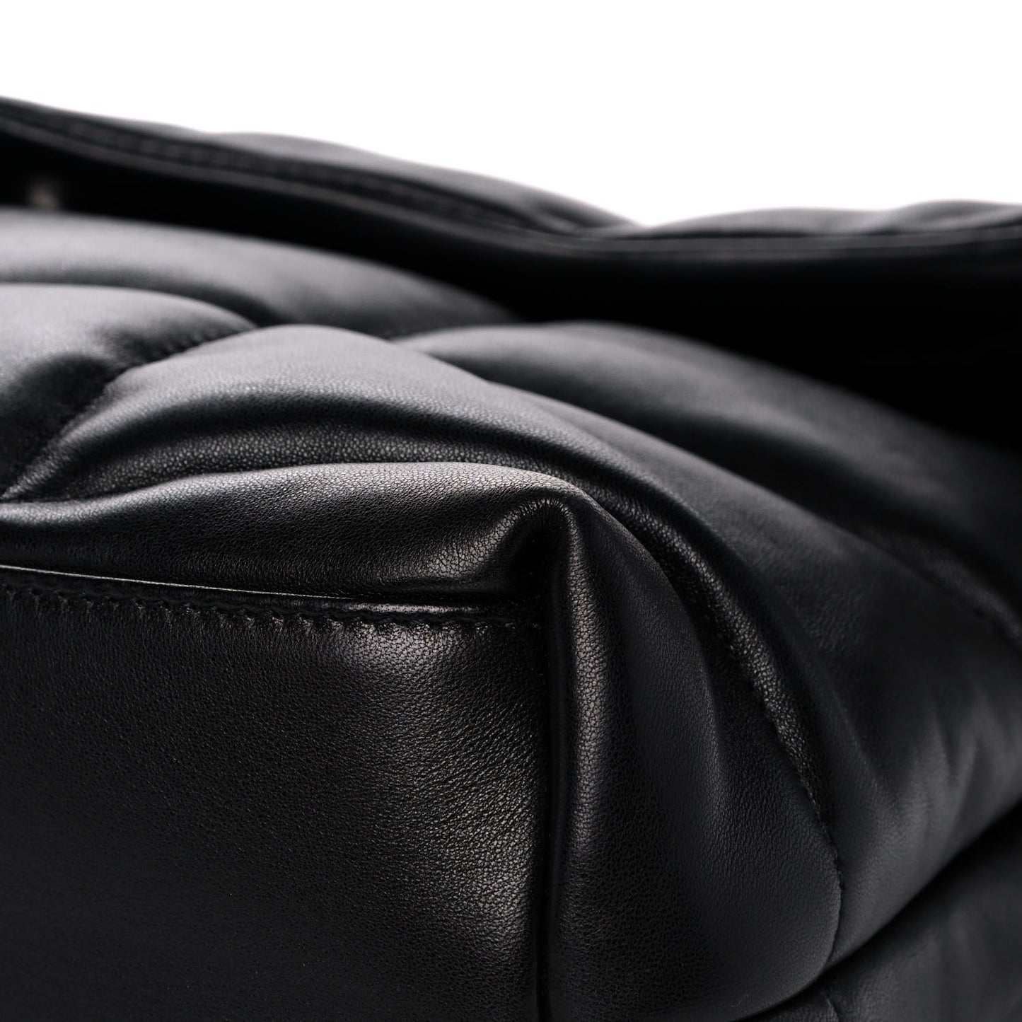 Lambskin Quilted Medium Loulou Puffer Monogram Chain Satchel Black