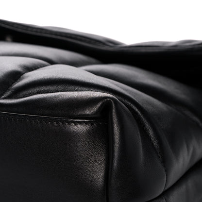 Saint Laurent Lambskin Quilted Medium Loulou Puffer Monogram Chain Satchel Black 12 of 16