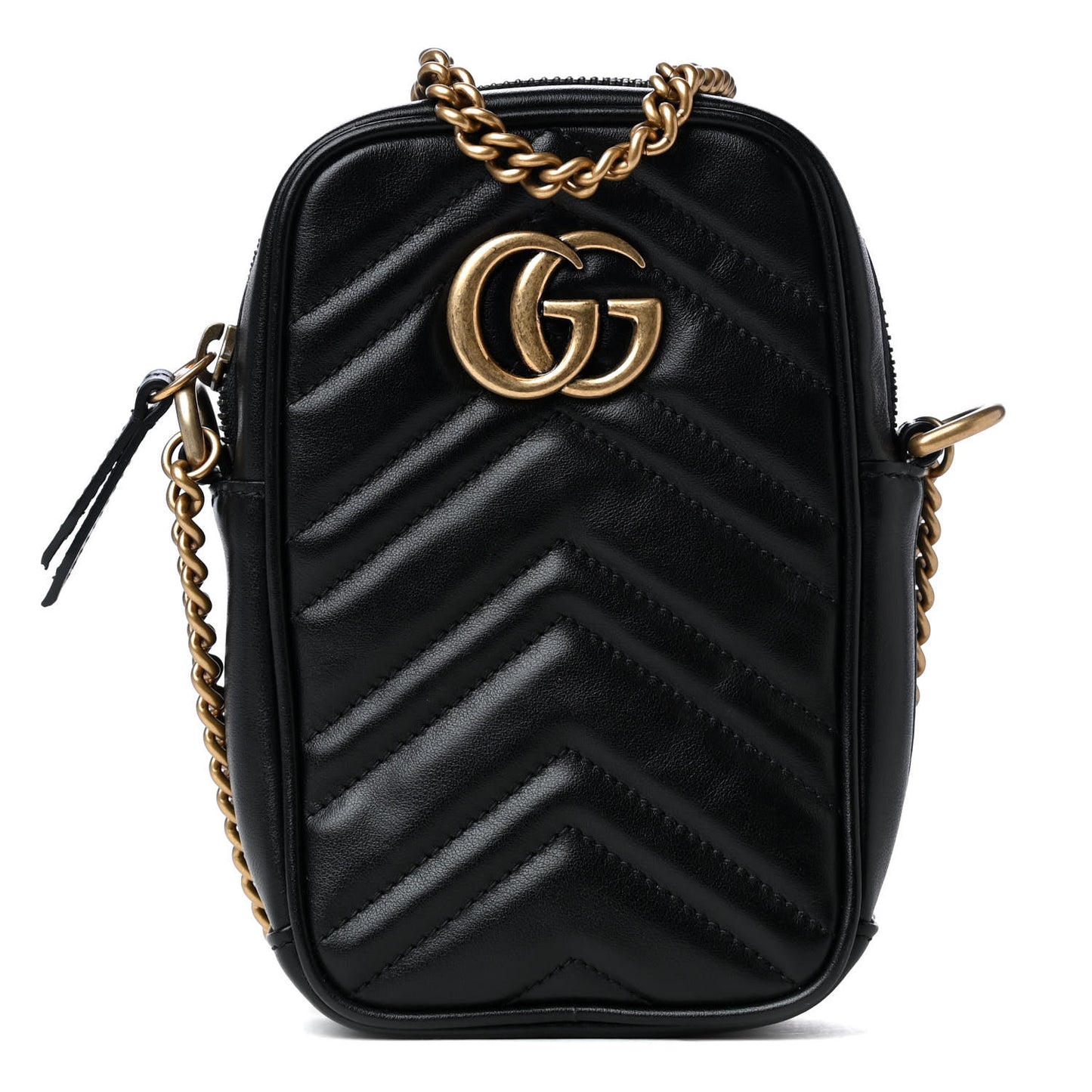 Calfskin Matelasse Mini GG Marmont Crossbody Bag Black