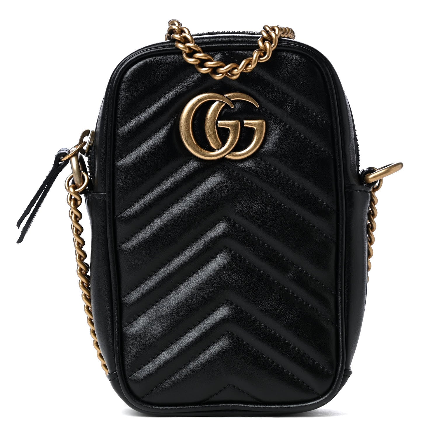 Gucci Calfskin Matelasse Mini GG Marmont Crossbody Bag Black 1 of 4