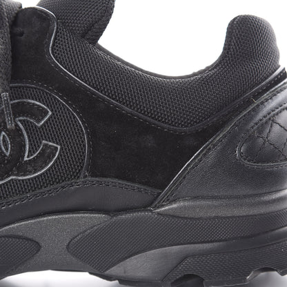 Chanel Toile Suede Calfskin CC Sneakers 39 Black 10 of 11