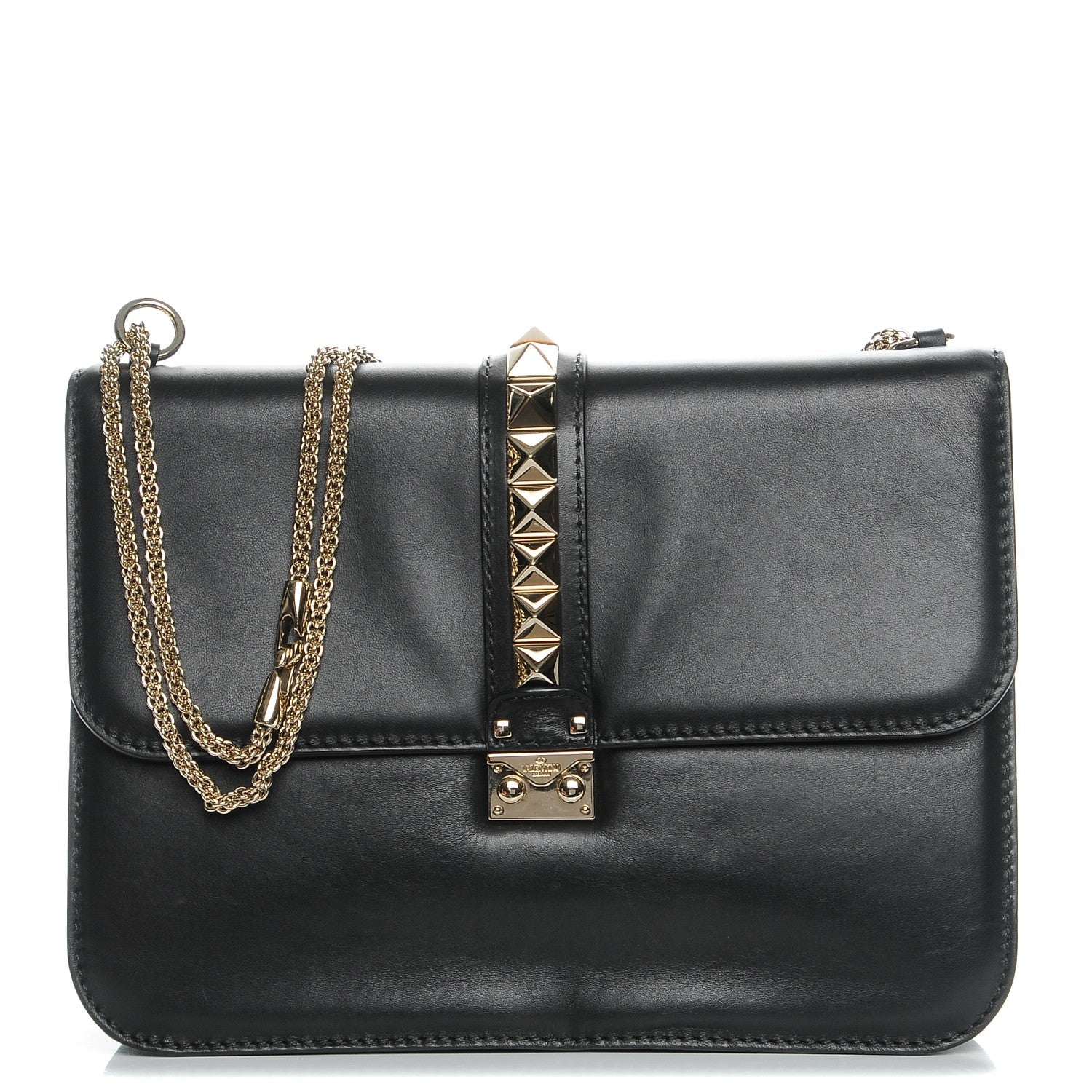 Valentino Garavani Vitello Large Glam Lock Rockstud Flap Black 1 of 7