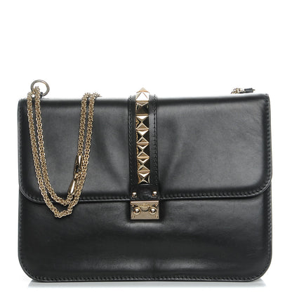 Valentino Garavani Vitello Large Glam Lock Rockstud Flap Black 1 of 7