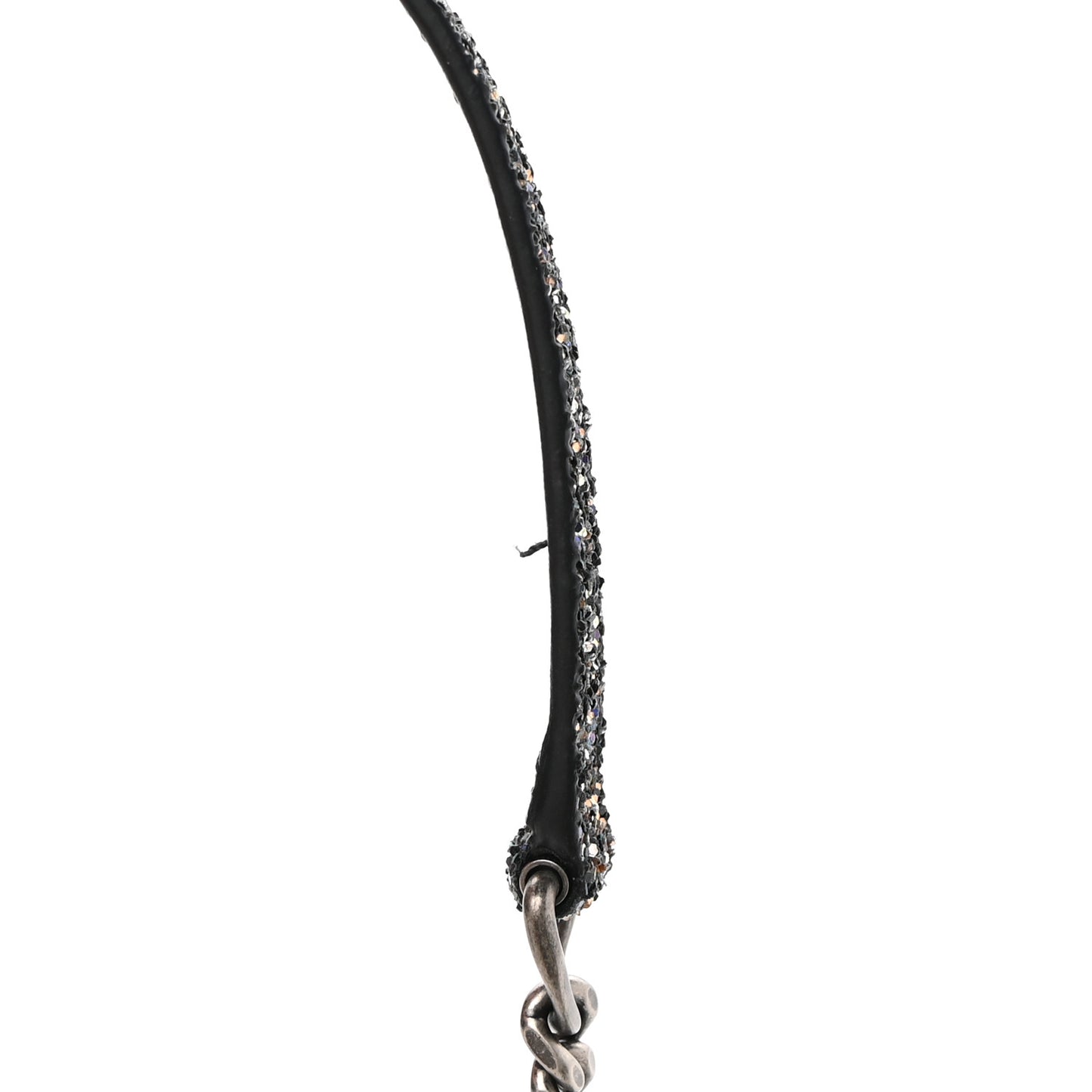 Metallic Glitter Classic Monogram Kate Tassel Chain Wallet Gun Metal Black