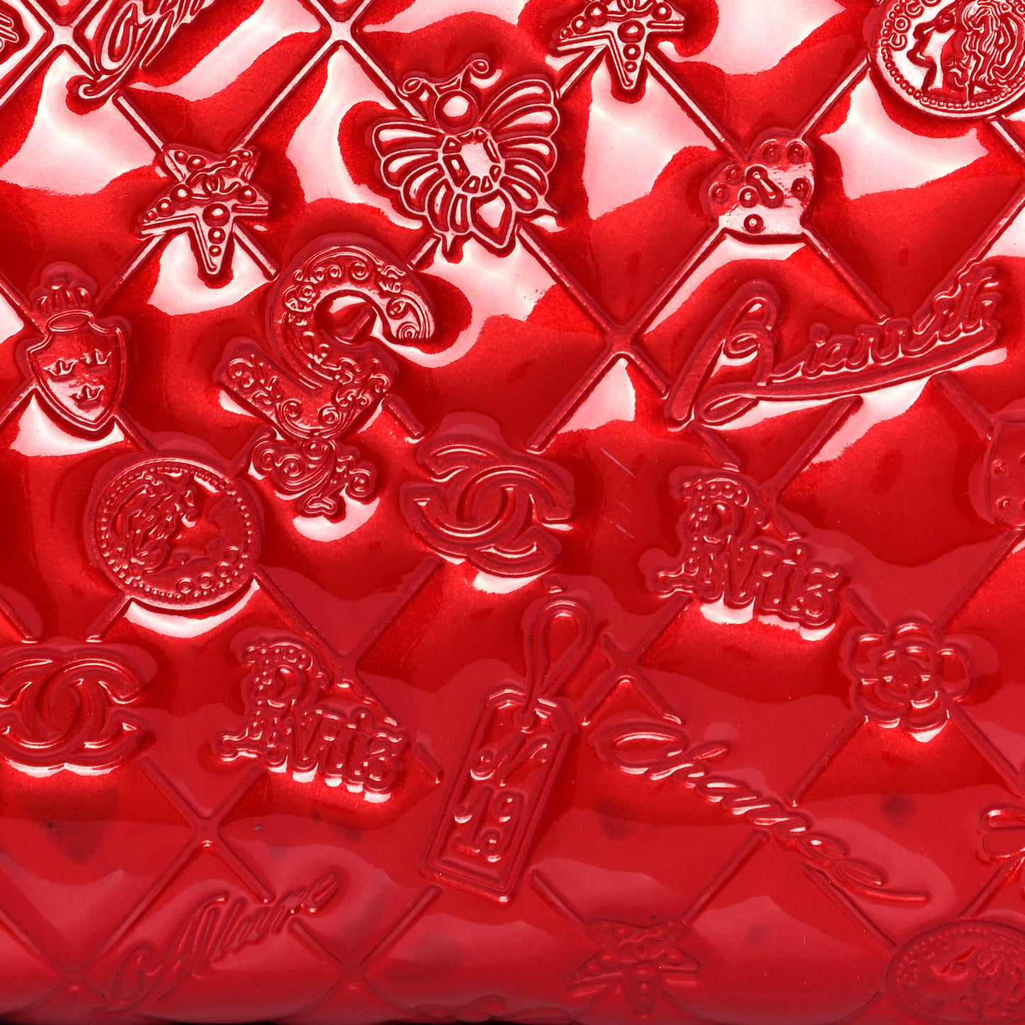 Patent Calfskin Lucky Symbols Pochette Red