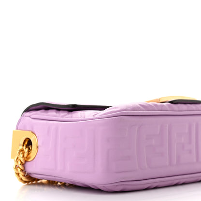 Fendi Nappa FF Embossed Small Midi Chain Baguette Violetta 9 of 12