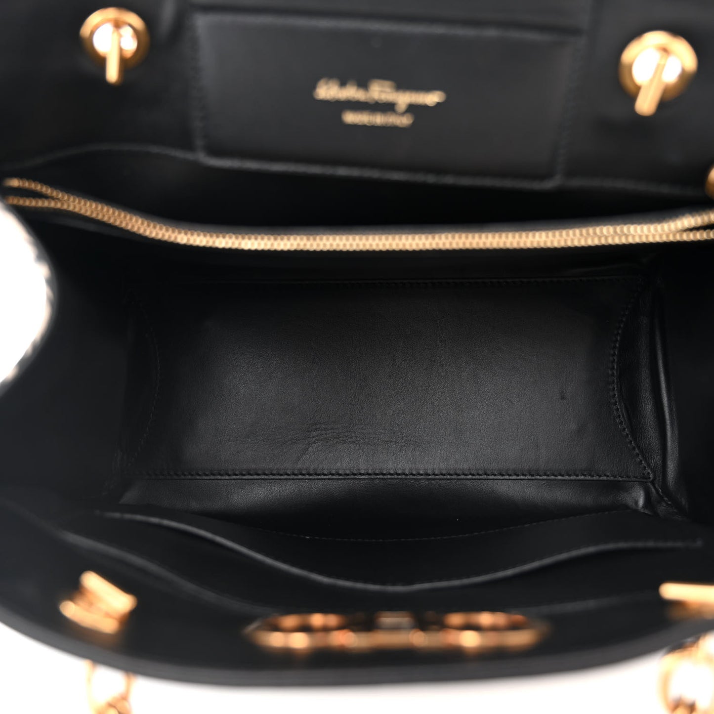 Canvas Calfskin Gancini Shoulder Bag Black