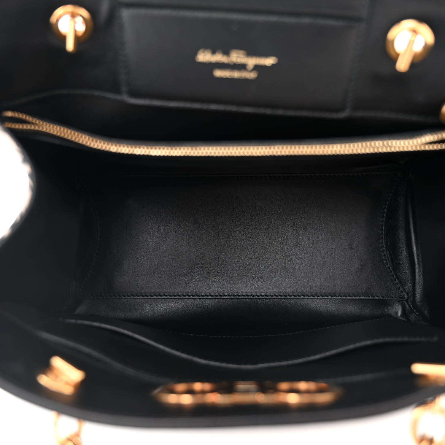 Salvatore Ferragamo Canvas Calfskin Gancini Shoulder Bag Black 5 of 9