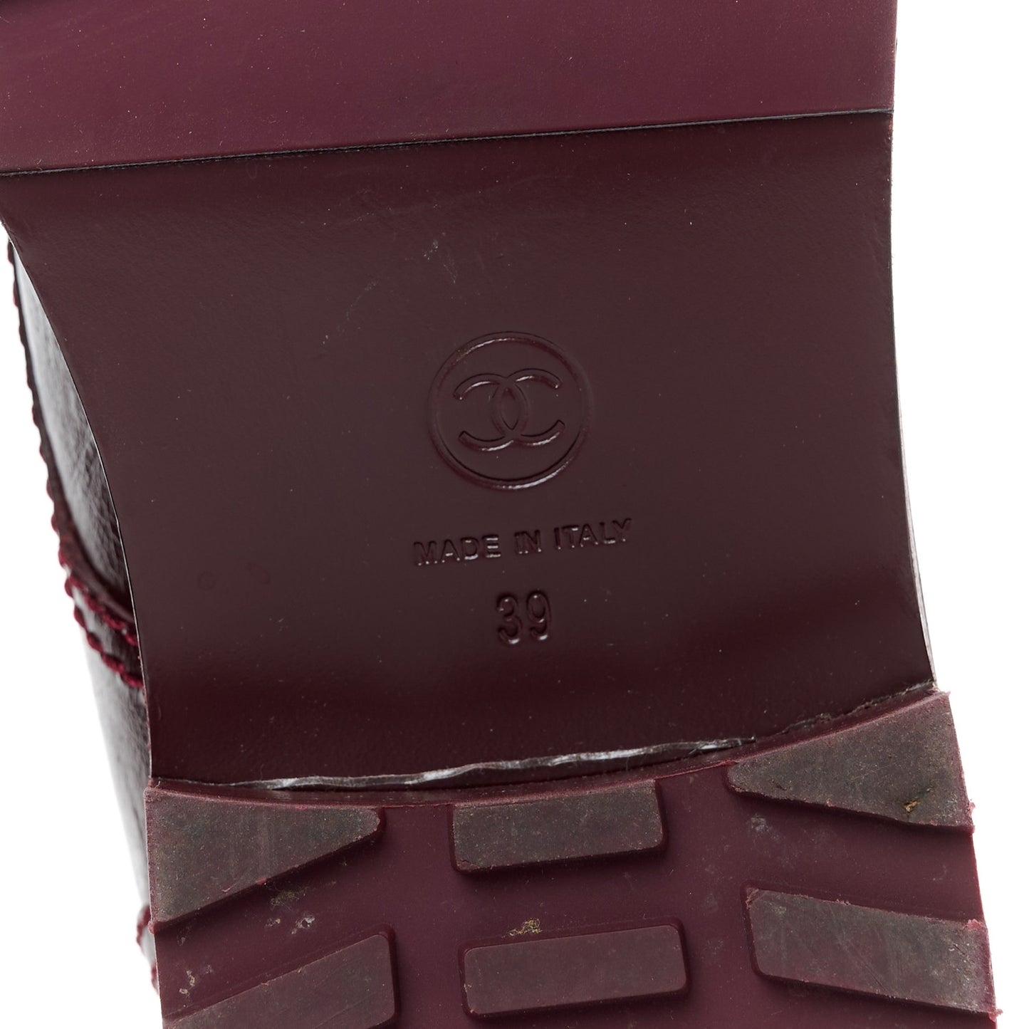 Shiny Calfskin Velvet Pearl Combat Short Boots 39 Burgundy