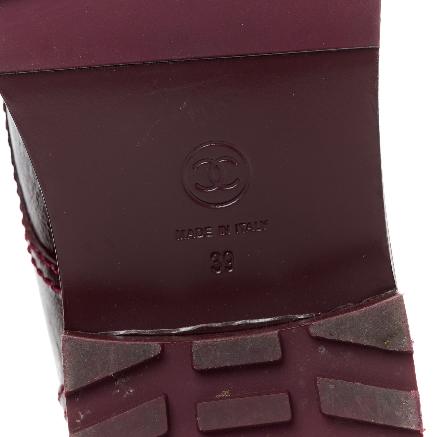 Chanel Shiny Calfskin Velvet Pearl Combat Short Boots 39 Burgundy 7 of 9