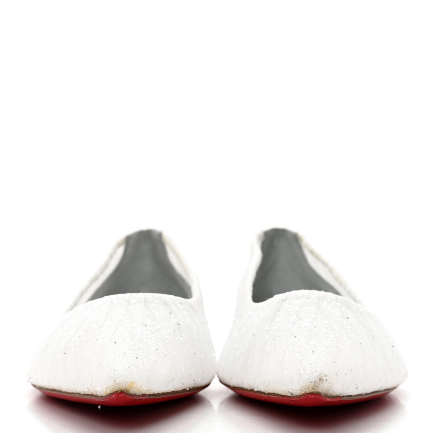 Christian Louboutin Tulle Glitter Satin Kate Draperia Flats 39.5 White 2 of 9