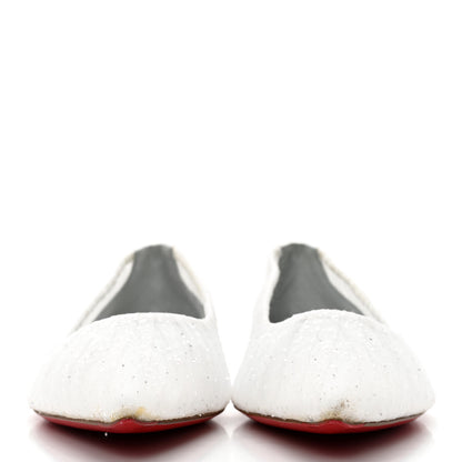 Christian Louboutin Tulle Glitter Satin Kate Draperia Flats 39.5 White 2 of 9