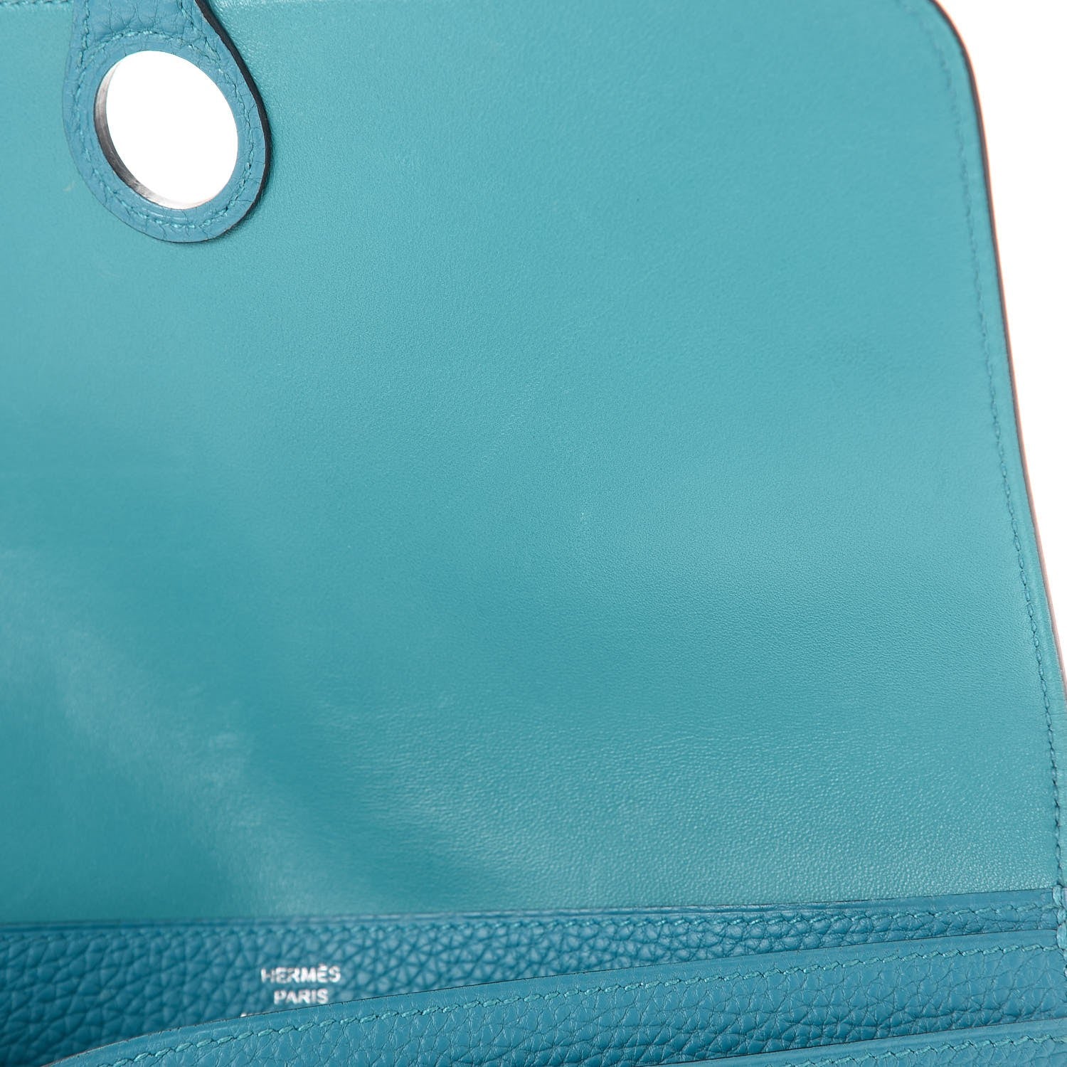 Hermes Taurillon Clemence Dogon Recto Verso Wallet Turquoise 8 of 10