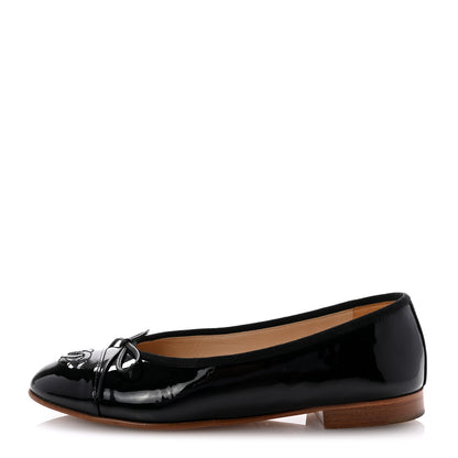 Chanel Patent CC Cap Toe Ballerina Flats 35.5 Black 1 of 9