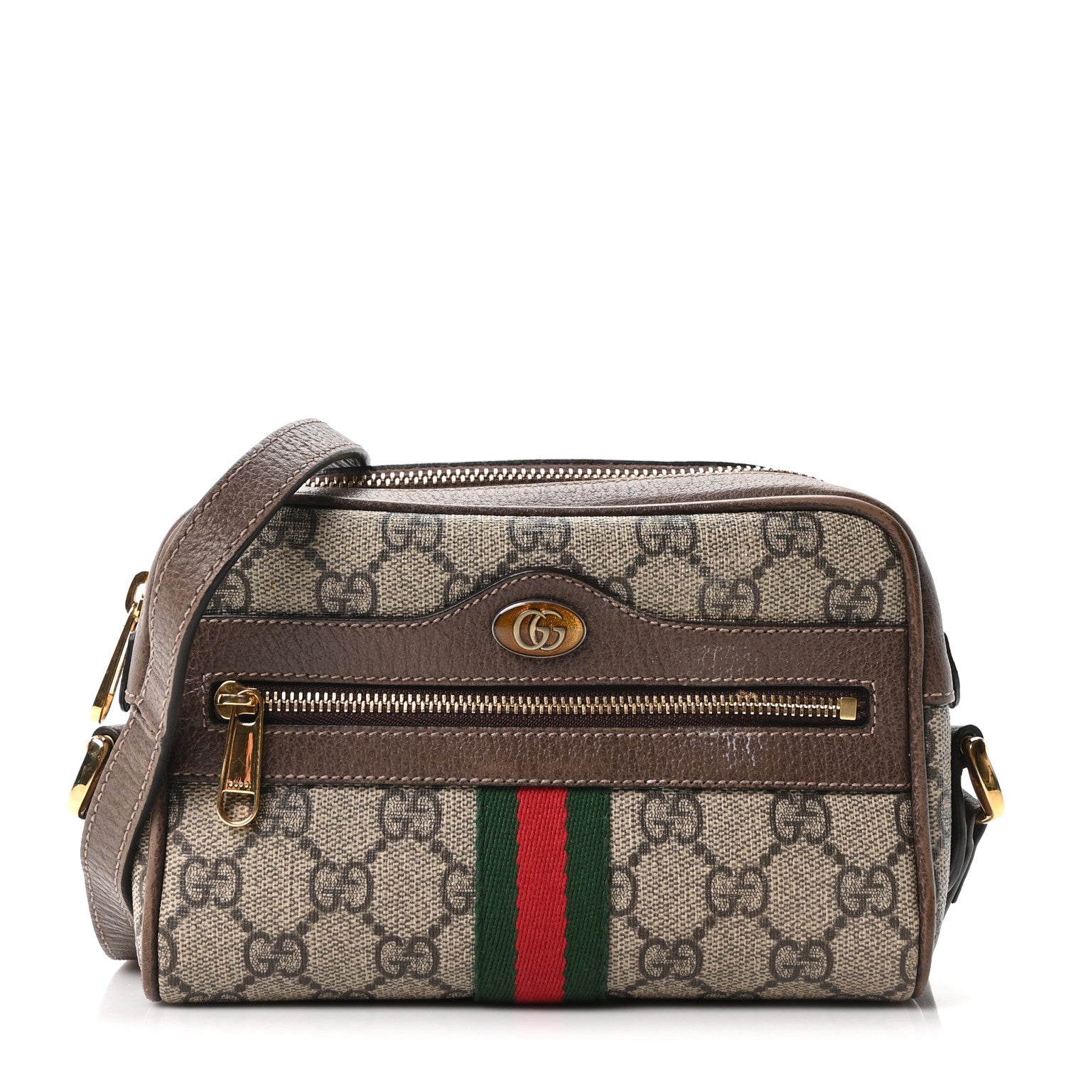 Gucci GG Supreme Monogram Web Mini Ophidia Shoulder Bag Brown 1 of 10