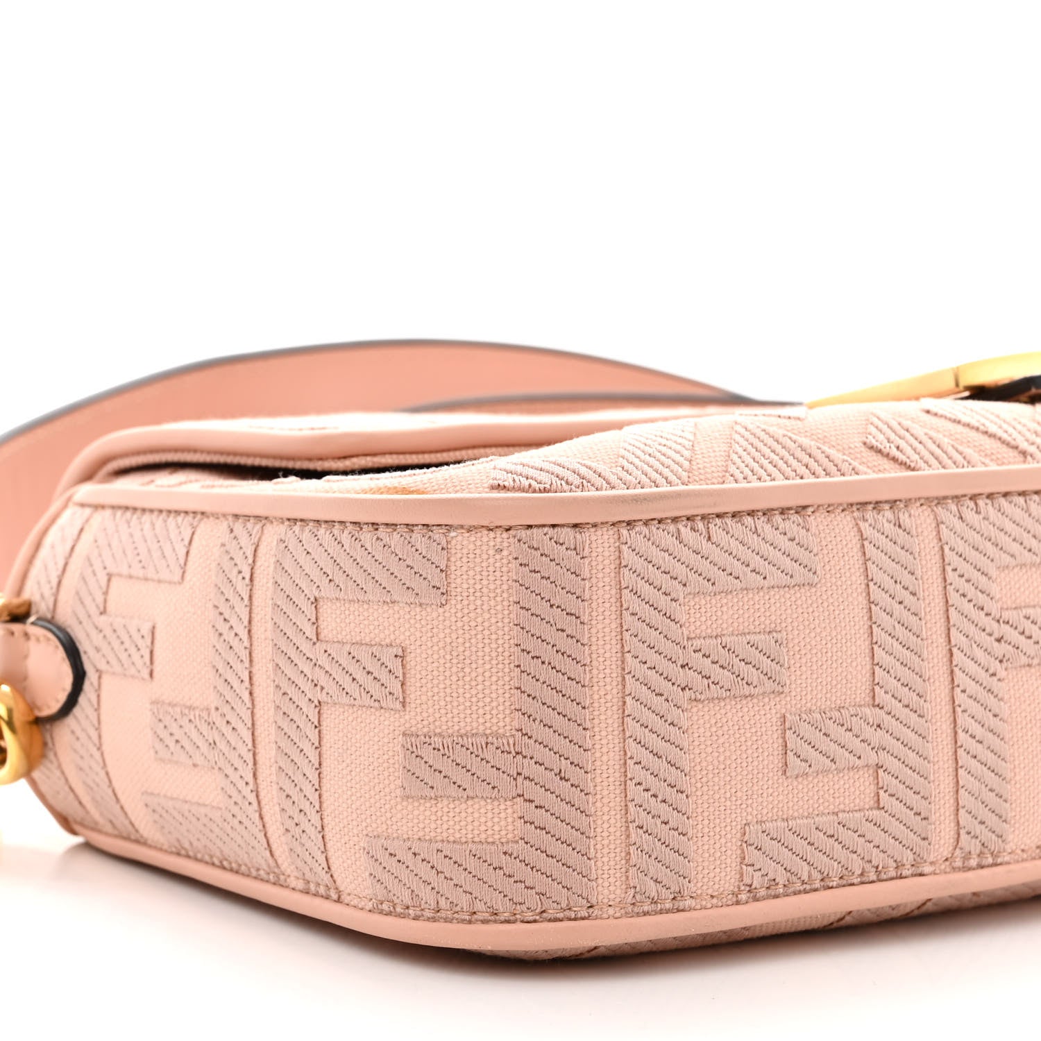 Fendi Canvas Vitello King Extra Strap FF Embroidered Baguette Baby Pink 9 of 10