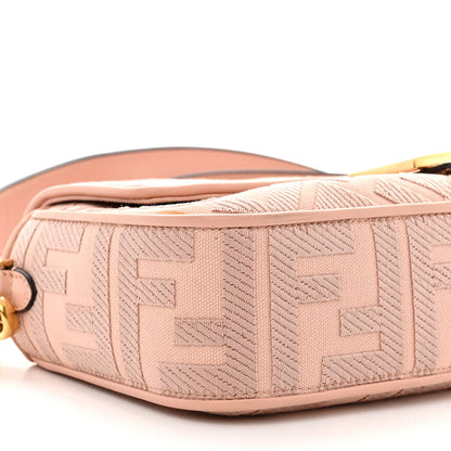 Fendi Canvas Vitello King Extra Strap FF Embroidered Baguette Baby Pink 9 of 10
