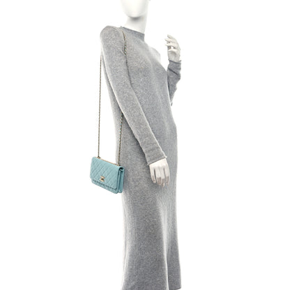 Chanel Lambskin Quilted Trendy CC Wallet On Chain WOC Light Blue 2 of 11